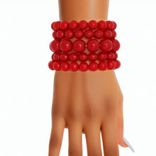 Cargar imagen en el visor de la galería, Bracelet Red Beaded 5 Pcs Set for Women

