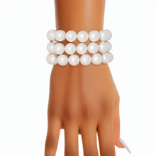 Load image into Gallery viewer, Bracelet White Glass Pearl 3 Row for Women
