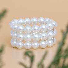 Load image into Gallery viewer, Bracelet White Glass Pearl 3 Row for Women
