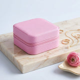 Pink Travel Square Jewelry Box Organizer for Women