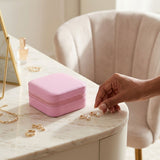 Pink Travel Square Jewelry Box Organizer for Women