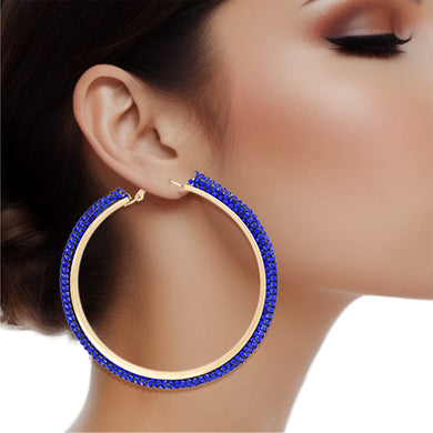 Hoop Royal Blue Tube Rhinestone 3