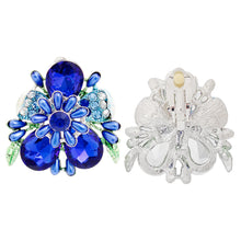 Load image into Gallery viewer, Clip On Royal Blue Flower Bloom Earrings for Women
