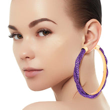 Load image into Gallery viewer, Purple Twisted Stone Hoops
