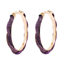 Load image into Gallery viewer, Purple Twisted Stone Hoops

