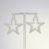 AKA Silver Star Large Encrusted Dangle Earrings