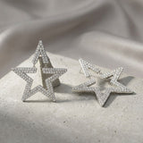 AKA Silver Star Large Encrusted Dangle Earrings