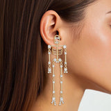 Dangle Gold Spooky Sparkle Skeleton Earrings
