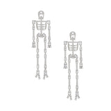 Dangle Silver Spooky Sparkle Skeleton Earrings