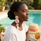 Pink Oversized Natural Floral Drop Earrings