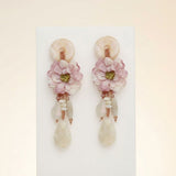 Pink Oversized Natural Floral Drop Earrings