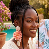 Pink Oversized Tropical Flower Drop Earrings