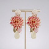 Pink Oversized Tropical Flower Drop Earrings
