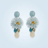 Turquoise Oversized Tropical Flower Drop Earrings