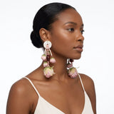 Oversized Blush Pink Faux Flower Tropical Earrings