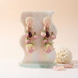 Oversized Blush Pink Faux Flower Tropical Earrings