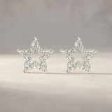 AKA Silver Star Clear Crystal Edged Stud Earrings