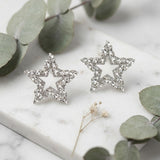 AKA Silver Star Clear Crystal Edged Stud Earrings
