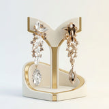 Gold Marquise Glass Crystal Drop Clip On Earrings