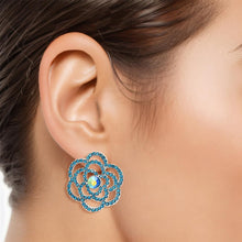 Load image into Gallery viewer, Stud Blue Rose Cutout Small Earrings for Women
