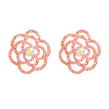 Cargar imagen en el visor de la galería, Pink Tea Rose Cutout Small Earrings Stud
