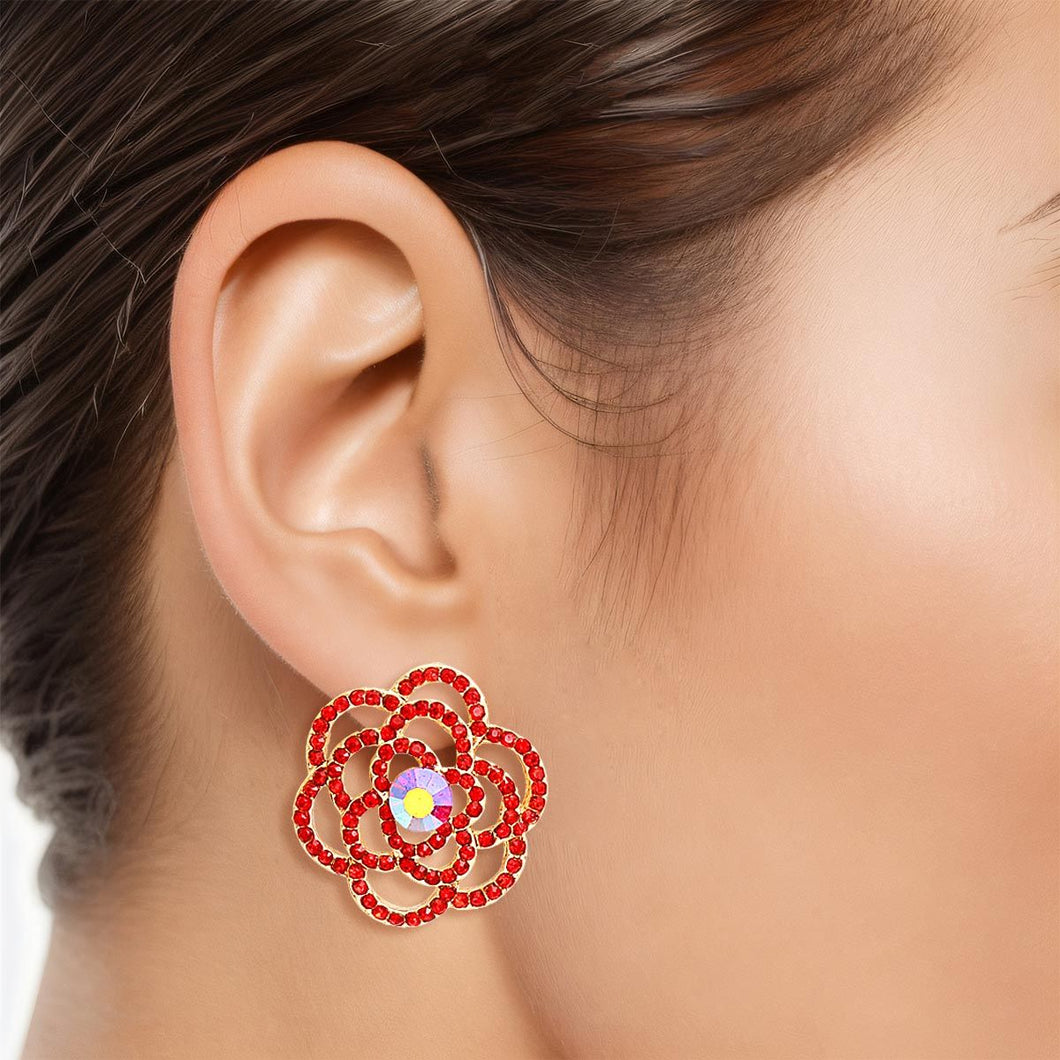 Stud Red Rose Cutout Small Earrings for Women