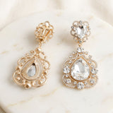 Gold Teardrop Filigree Vintage Clip On Earrings