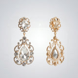 Gold Teardrop Filigree Vintage Clip On Earrings