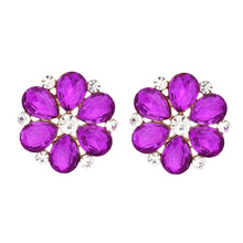 Load image into Gallery viewer, Purple Violet Flower Stone Stud Earrings
