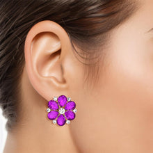 Load image into Gallery viewer, Purple Violet Flower Stone Stud Earrings
