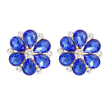Load image into Gallery viewer, Stud Royal Blue Flower Small Stone Earrings Women
