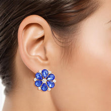 Load image into Gallery viewer, Stud Royal Blue Flower Small Stone Earrings Women
