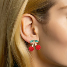 Cargar imagen en el visor de la galería, Stud Pin Up Inspo Double Cherry Glam Earrings
