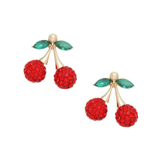 Cargar imagen en el visor de la galería, Stud Pin Up Inspo Double Cherry Glam Earrings
