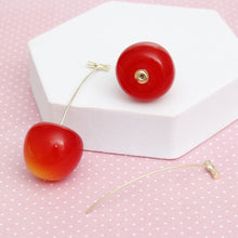 Load image into Gallery viewer, Cherry Drop Orange Red Gold Stem Earrings Women
