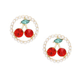 Stud Round Pearl Sugar and Sass Cherry Earrings