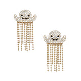 Fringe Gold Spooky Sparkle Ghost Chain Earrings