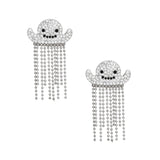 Fringe Silver Spooky Sparkle Ghost Chain Earrings