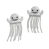 Fringe Silver Spooky Sparkle Ghost Chain Earrings