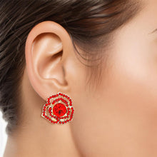 Cargar imagen en el visor de la galería, Clip On Red Rose Cutout Small Earrings for Women
