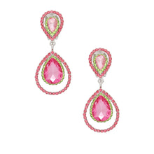 Load image into Gallery viewer, AKA Sorority Teardrop Clip On Pink Green Earrings
