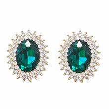 Cargar imagen en el visor de la galería, Oval Green Crystal Studs
