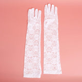 White Lace Long Formal Bridal Gloves for Women