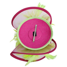 Load image into Gallery viewer, AKA Sorority Pink Green Folded Feather Fascinator
