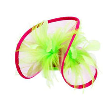 Load image into Gallery viewer, AKA Sorority Pink Green Folded Feather Fascinator
