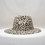 Fedora Beige Ivory With Black Leopard Print Hat