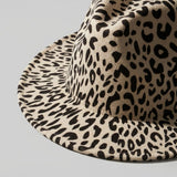 Fedora Beige Ivory With Black Leopard Print Hat