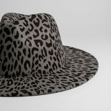 Fedora Gray with Black Leopard Print Hat