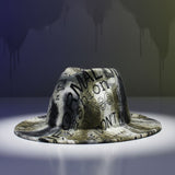 Fedora Olive Green and Black Graffiti Tie Dye Hat