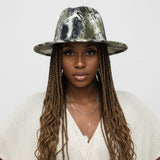 Fedora Olive Green and Black Graffiti Tie Dye Hat